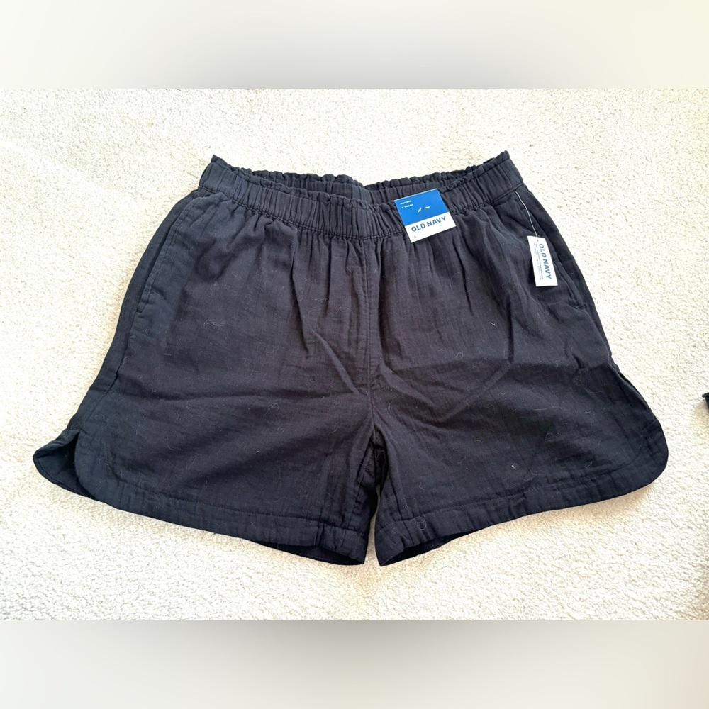 NWT Old Navy High Rise 5” Inseam Black Linen Shorts Women’s L